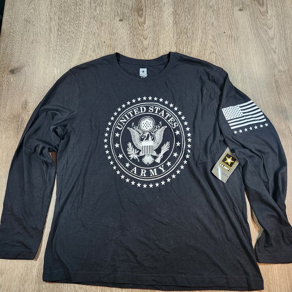 U.S. Army Long Sleeve Shirt Mens XL Black Cotton Blend Graphic Tee Official Gear